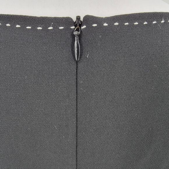 Mary McFadden Dress Womens 12 Black Sheath Lined White Stitch Neckline - Picture 7 of 14